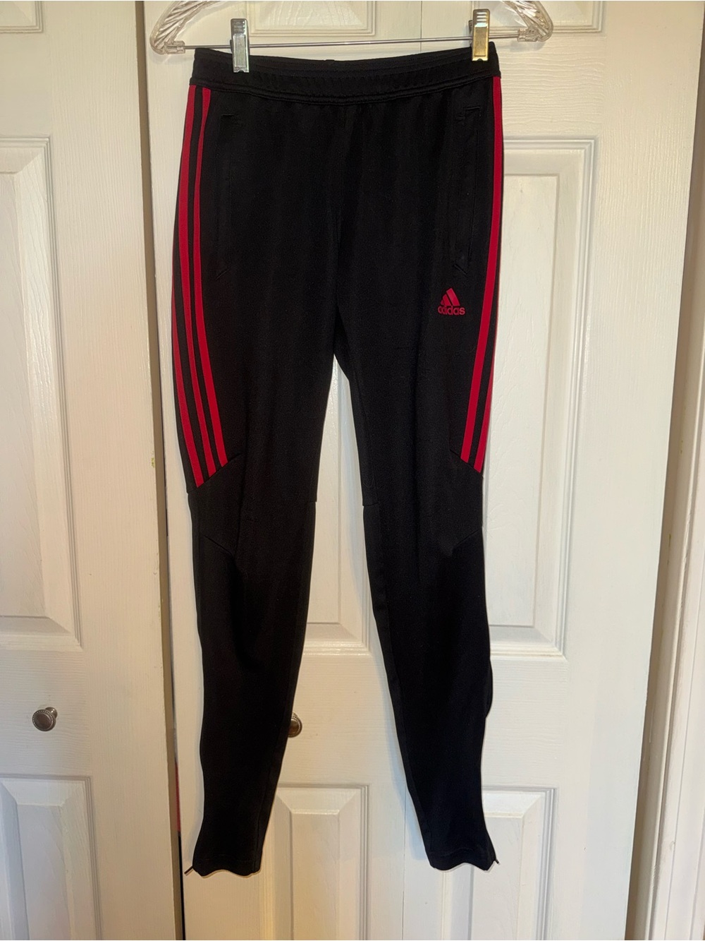 adidas Black Track Pants with Pink Stripes